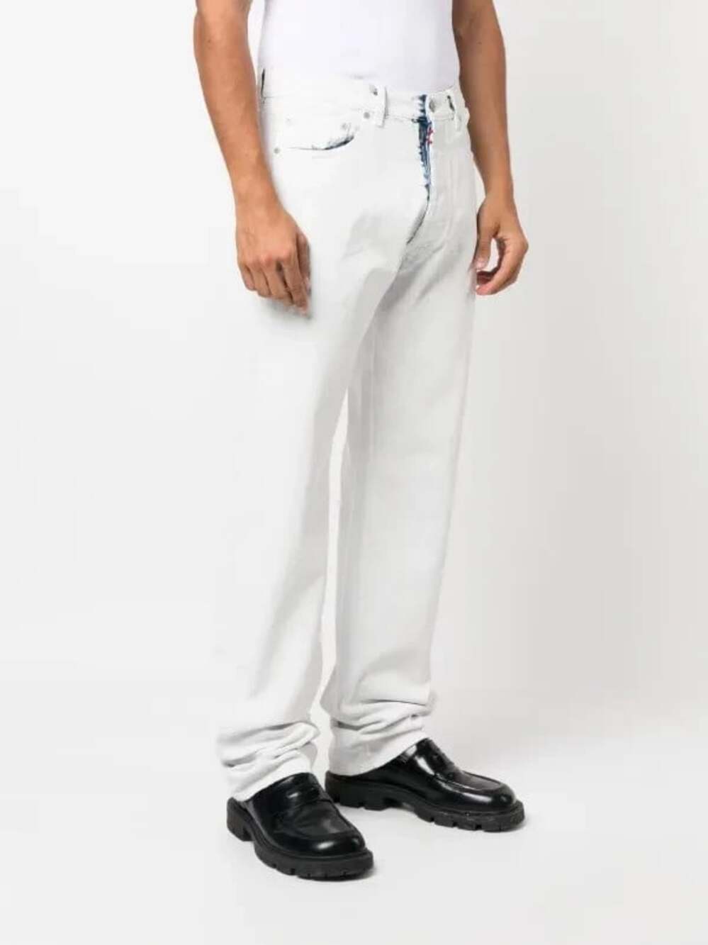 Maison Margiela Men's Size 40 White Painted Design Straight Leg Jeans
